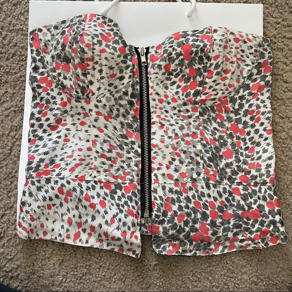 Pink leopard print bustier corset zipper top